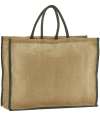 W475 Westford Mill Natural Starched Jute Market Shopper Natural / Olive Green colour image